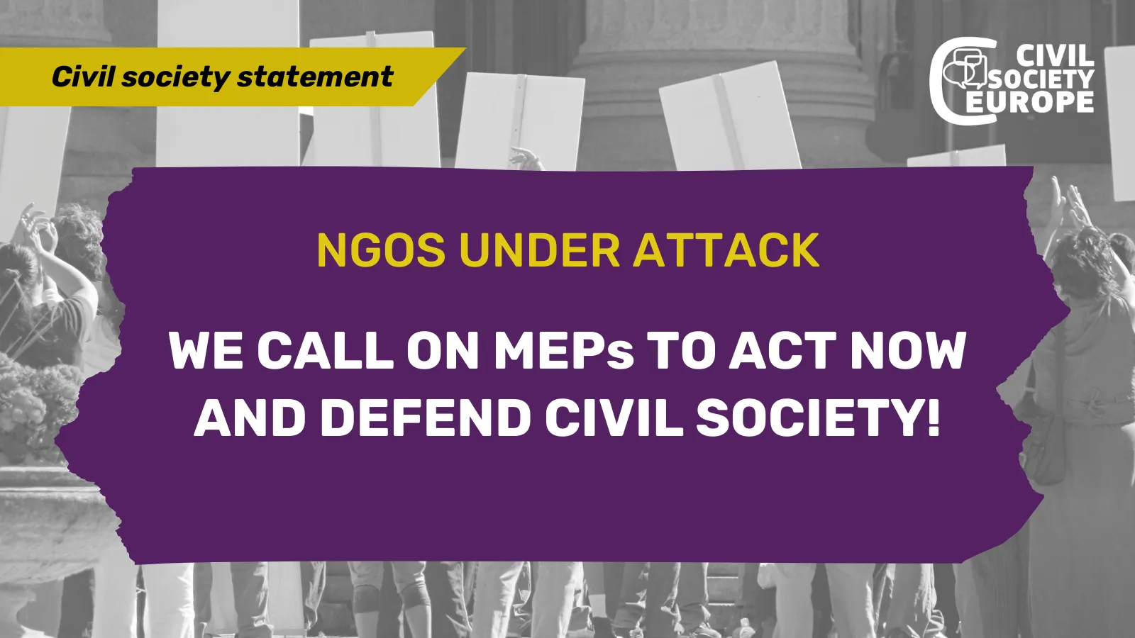 Visual der Aktion gegen "Angriffe auf NGOs in der EU"